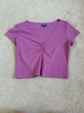 wild fable Purple Ruched V-Neck Crop Top
